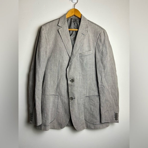 Z Zegna Square Pockets Men's Gray 48R Blazer 100% Linen Old money Luxury luxury - Picture 1 of 16